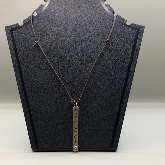 Reflect inspirational statement necklace sterling 925 clasp leather cord. - Picture 2 of 4